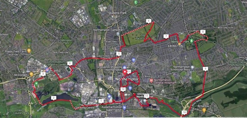 The Great Northampton Run Course Map